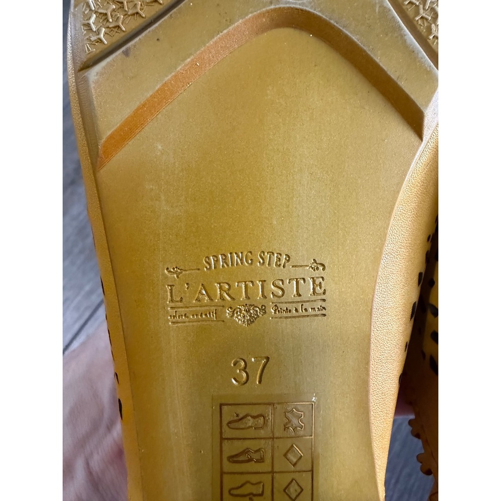 L'Artiste Spring Step Yellow Leather Butterfly Laser Cut Mules Shoes Womens 37 - Picture 7 of 7